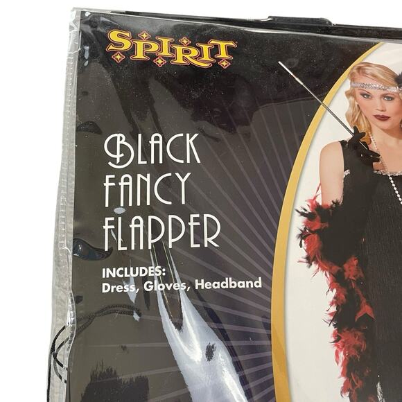 SPIRIT Black Fancy Flappy Halloween Costume Women’s Sz Small Flapper Dress 20's - Picture 4 of 9